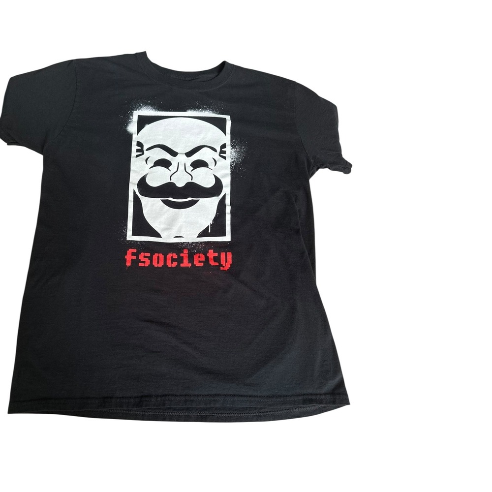 Fsociety Graphic T-Shirt‎ Crew Neck Short Sleeve Top